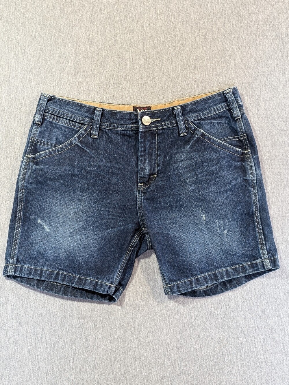 Lee Workwear Denim Jean Shorts Women's 28 Blue Distressed